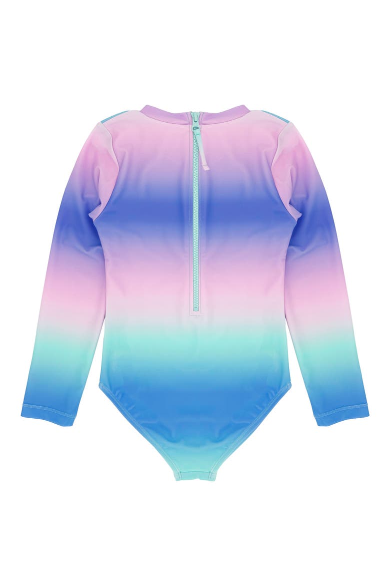 Kids' Wave Chaser Long Sleeve UPF 50+ One-Piece Rashguard Swimsuit, Alternate, color, BLUE MULTI