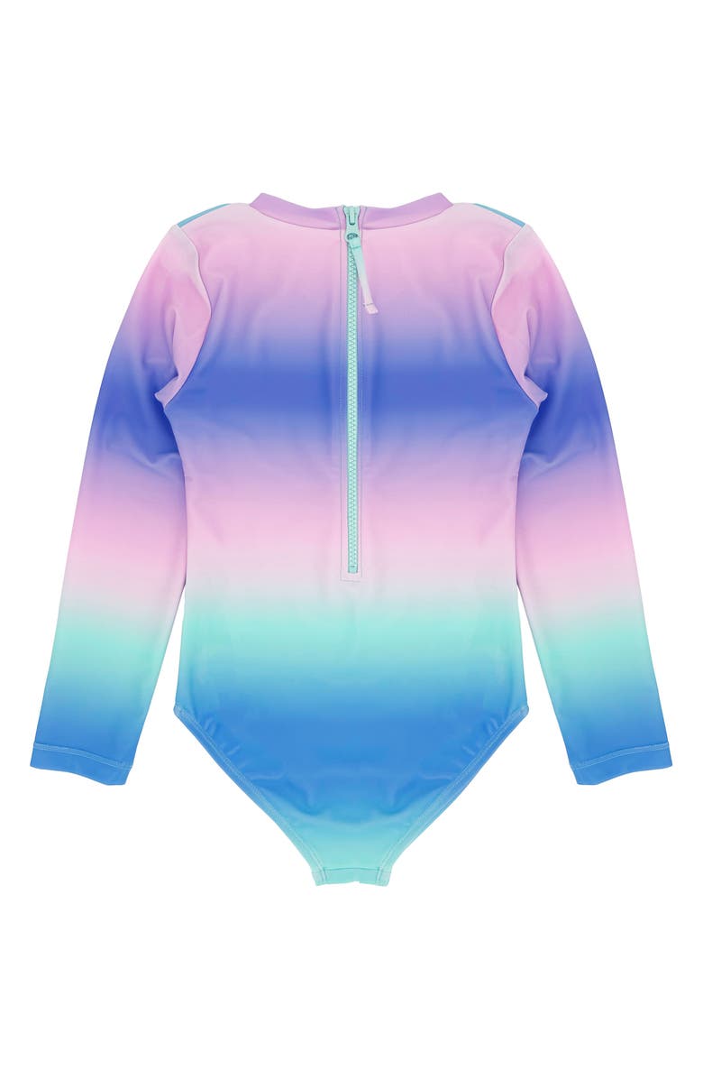 Feather 4 Arrow Kids' Wave Chaser Long Sleeve UPF 50+ One-Piece Rashguard Swimsuit, Alternate, color, Blue Multi
