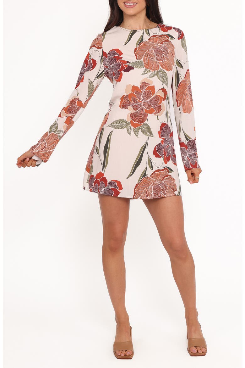 Elanira Floral Long Sleeve Minidress, Main, color, FALL FLORAL