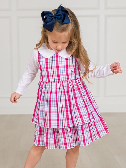 Rufflebutts Woven Bow Jumper Dress In Pink