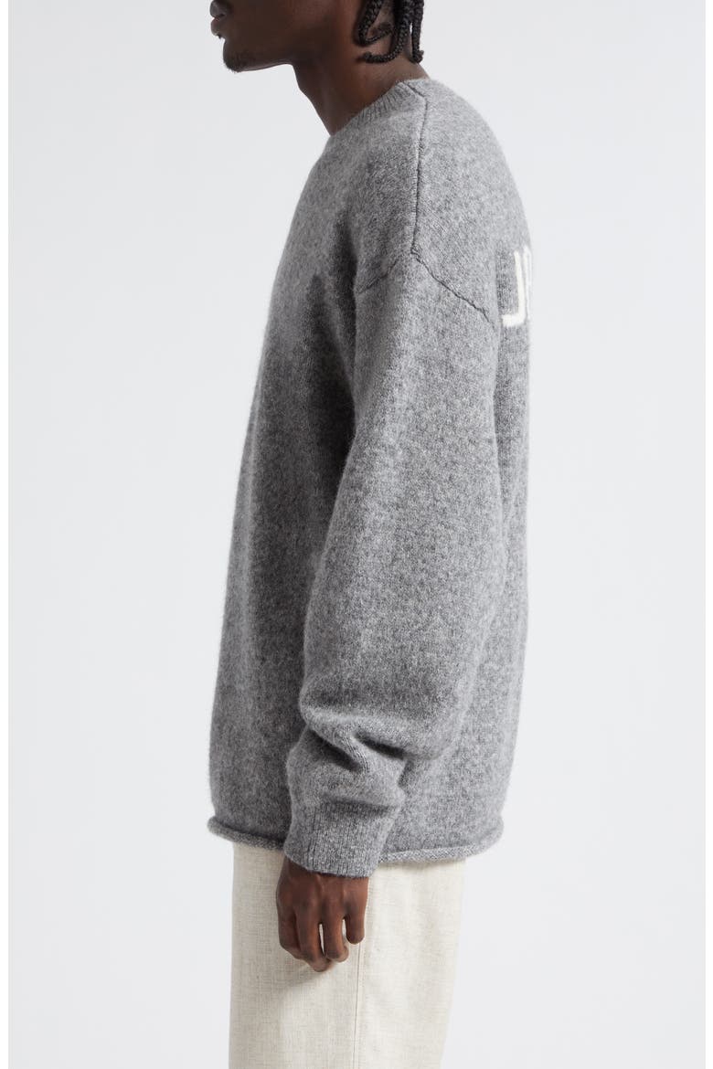 Le Pull Jacquard Logo Brushed Alpaca & Merino Wool Blend Sweater, Alternate, color, GREY