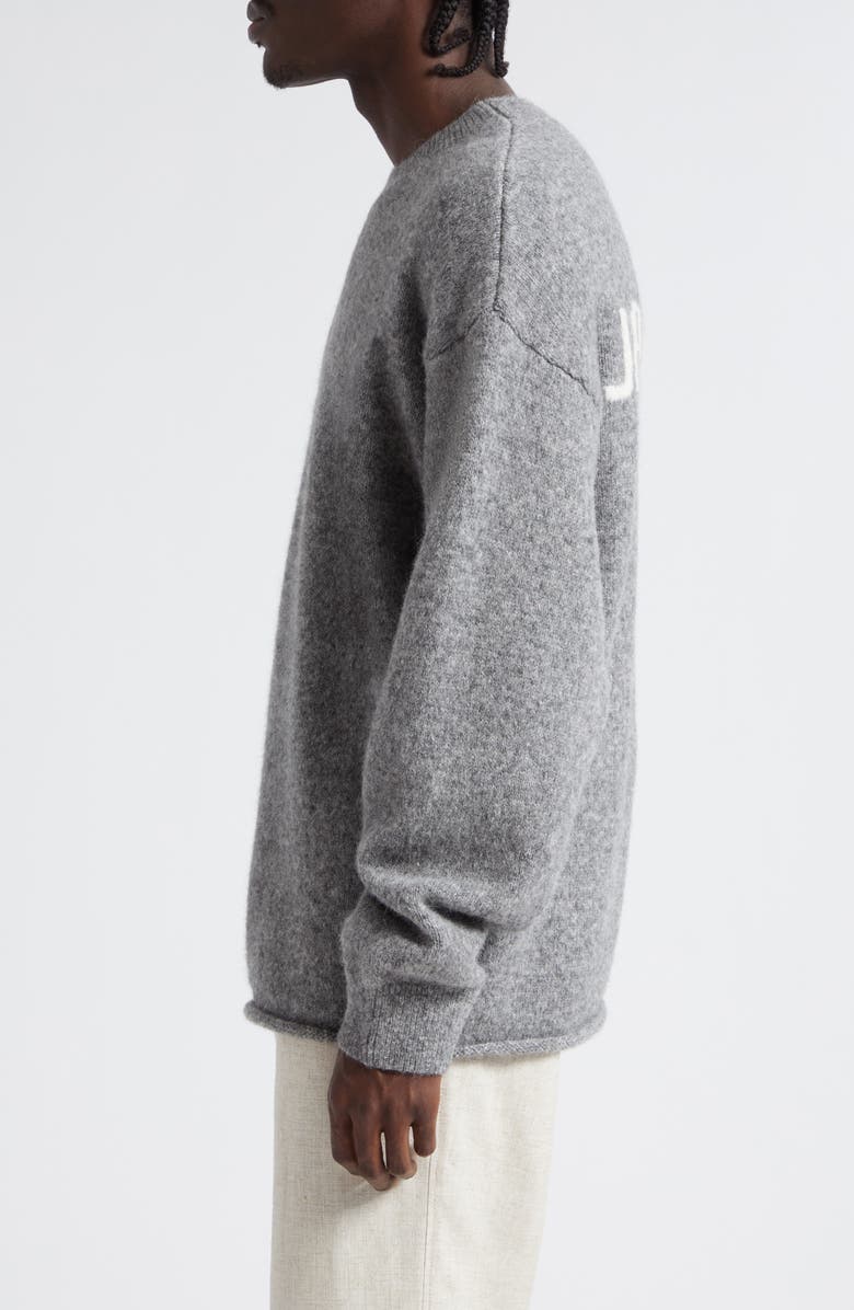 Jacquemus Le Pull Jacquard Logo Brushed Alpaca & Merino Wool Blend Sweater, Alternate, color, Grey