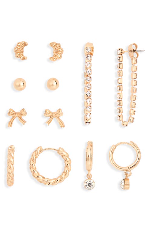 Bp. Set Of 6 Assorted Earrings & Ceramic Tray In Gold
