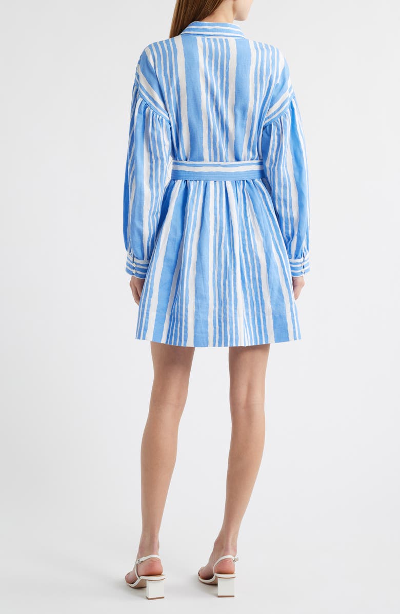 Cleobella Tiana Stripe Long Sleeve Cotton & Linen Shirtdress, Alternate, color, Vecchio Stripe Print Blue