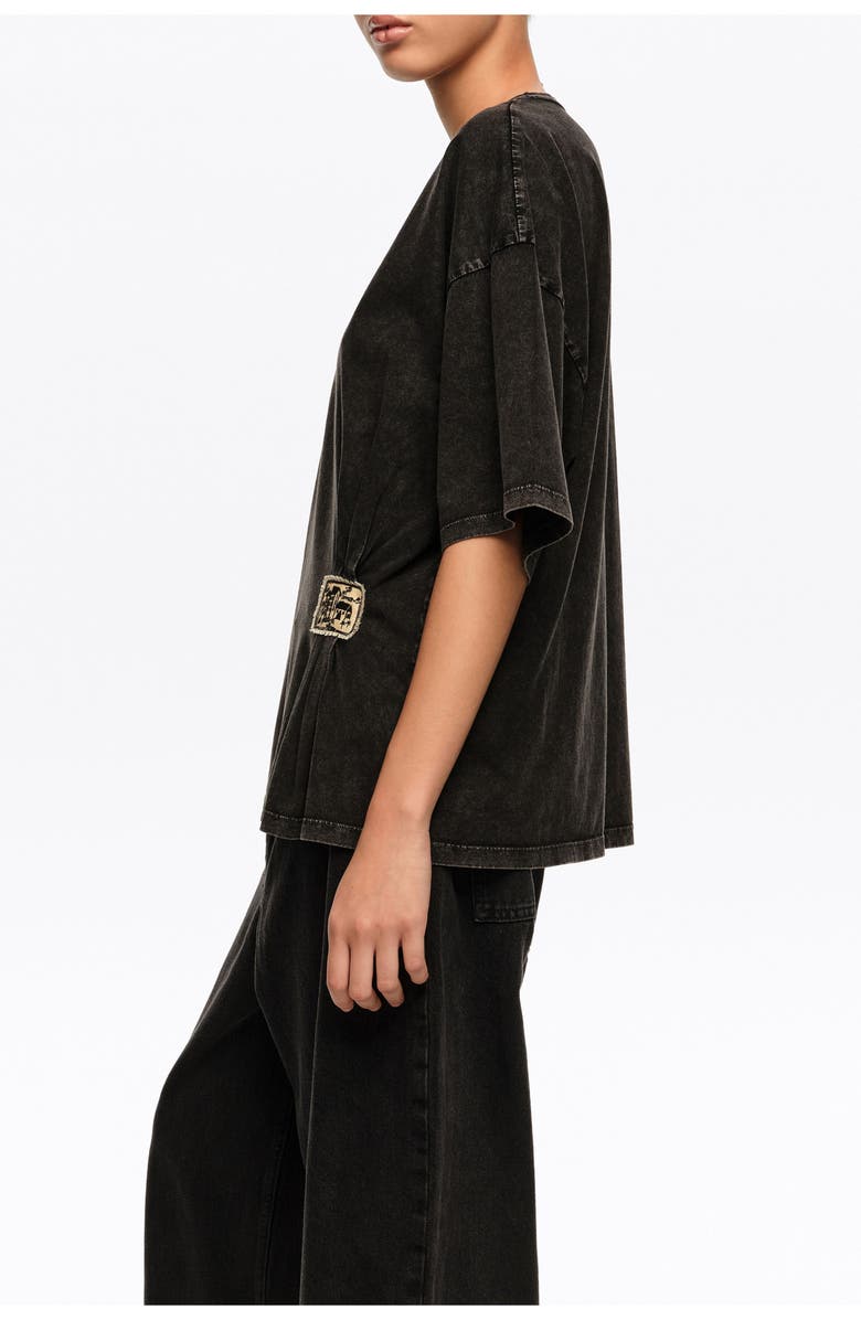 Bimba y Lola Ruched T-Shirt With Custom Label, Alternate, color, Washed Black