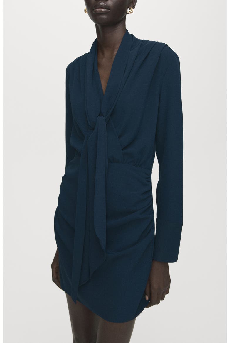 Foulard Drape Long Sleeve Dress, Main, color, NAVY