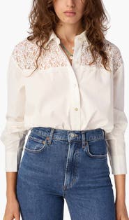 CAMI NYC Silas Lace Yoke Cotton Poplin Shirt