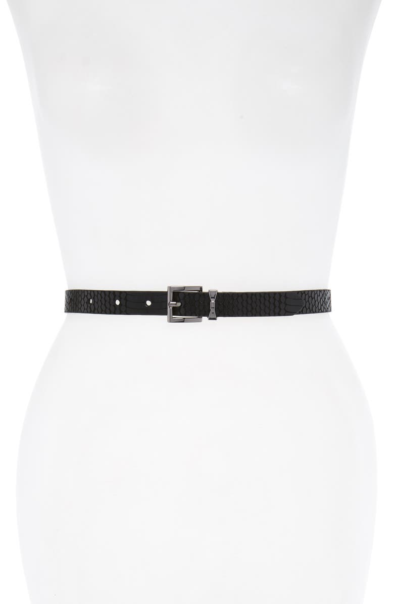 Kate Spade New York metallic snake pattern reversible belt, Main, color,