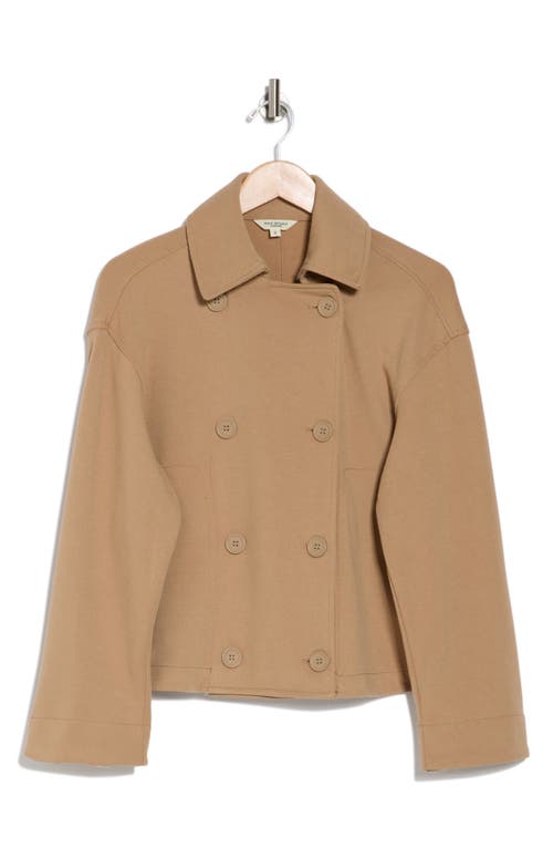 Max Studio Double Breasted Knit Twill Jacket In Khaki