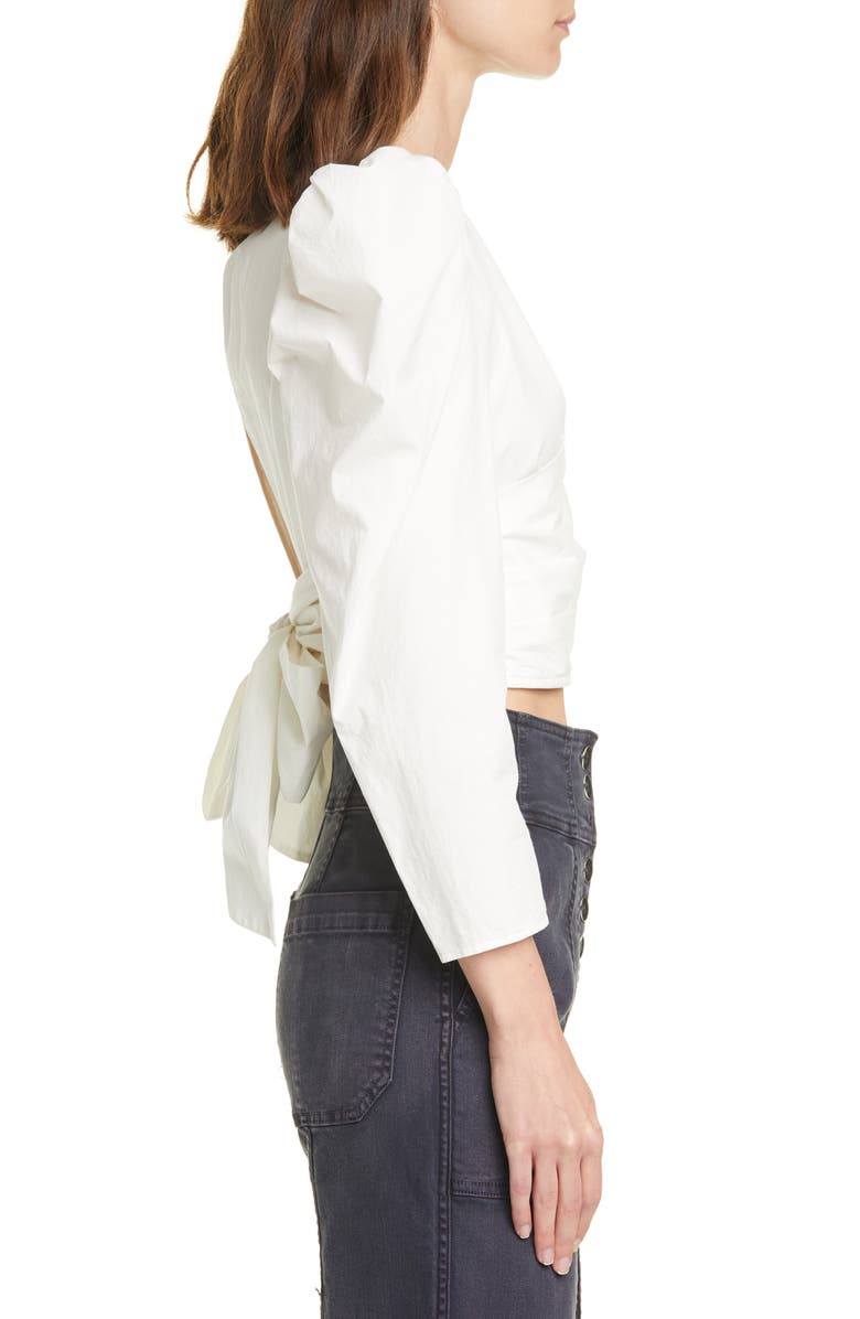 Ulla Johnson Eden Puff Sleeve Crop Cotton Blouse, Alternate, color, 