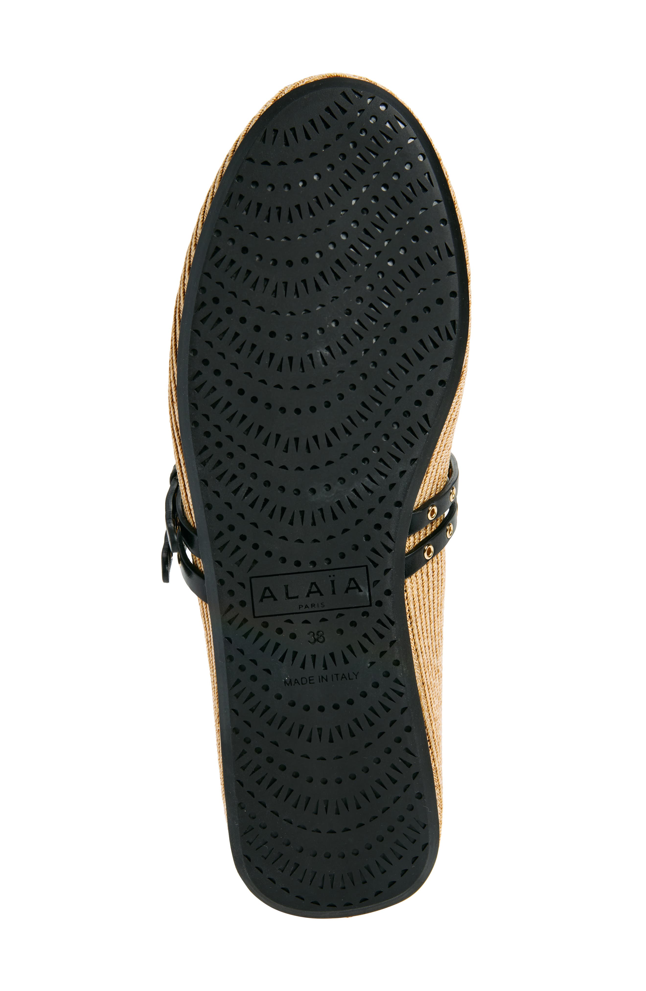 Alaïa Raffia Ballerina Flat, Alternate, color, Naturel / Noir