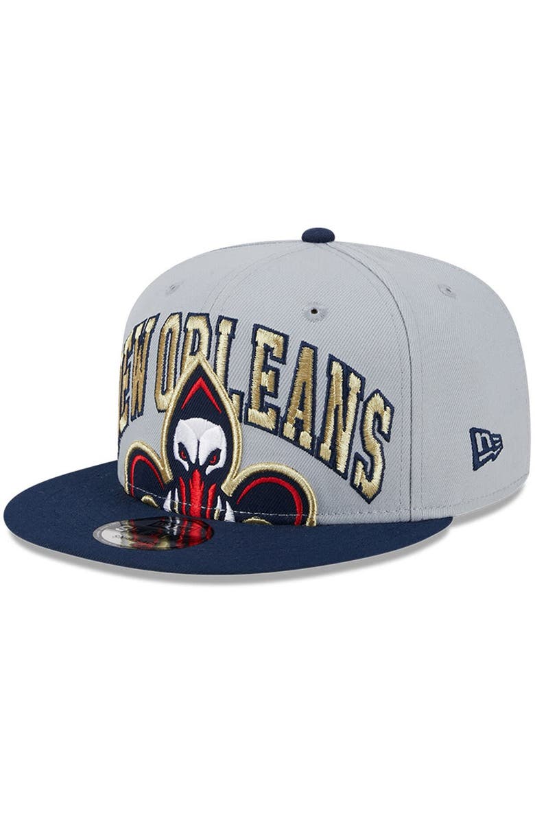 New Era Men's New Era Gray/Navy New Orleans Pelicans Tip-Off Two-Tone 9FIFTY Snapback Hat, Main, color, 