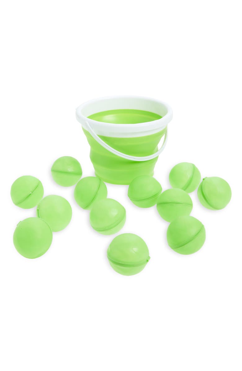 Coconut Outdoor Green Reusable Water Balloon & Bucket Bundle, Main, color, 