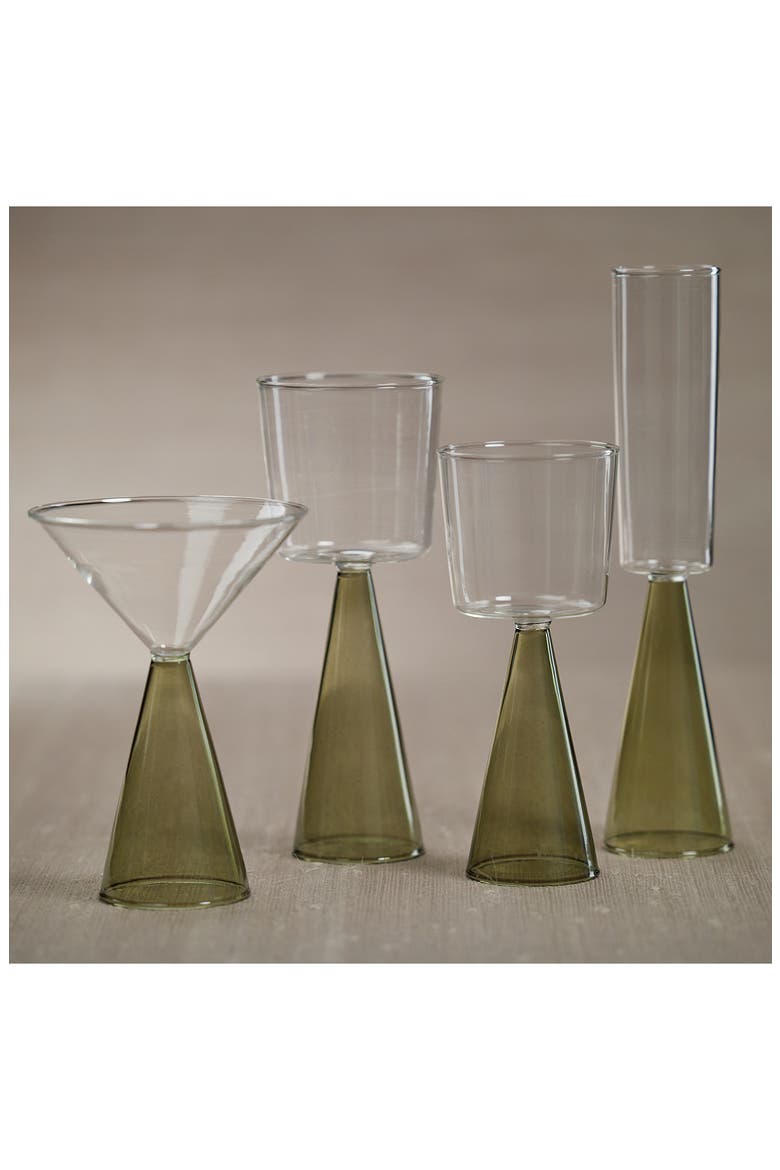 Viterbo Set of 4 Champagne Flutes, Alternate, color, CLEAR/ GREEN