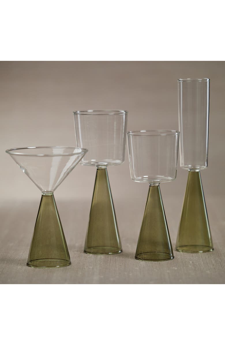 Zodax Viterbo Set of 4 Champagne Flutes, Alternate, color, Clear/ Green