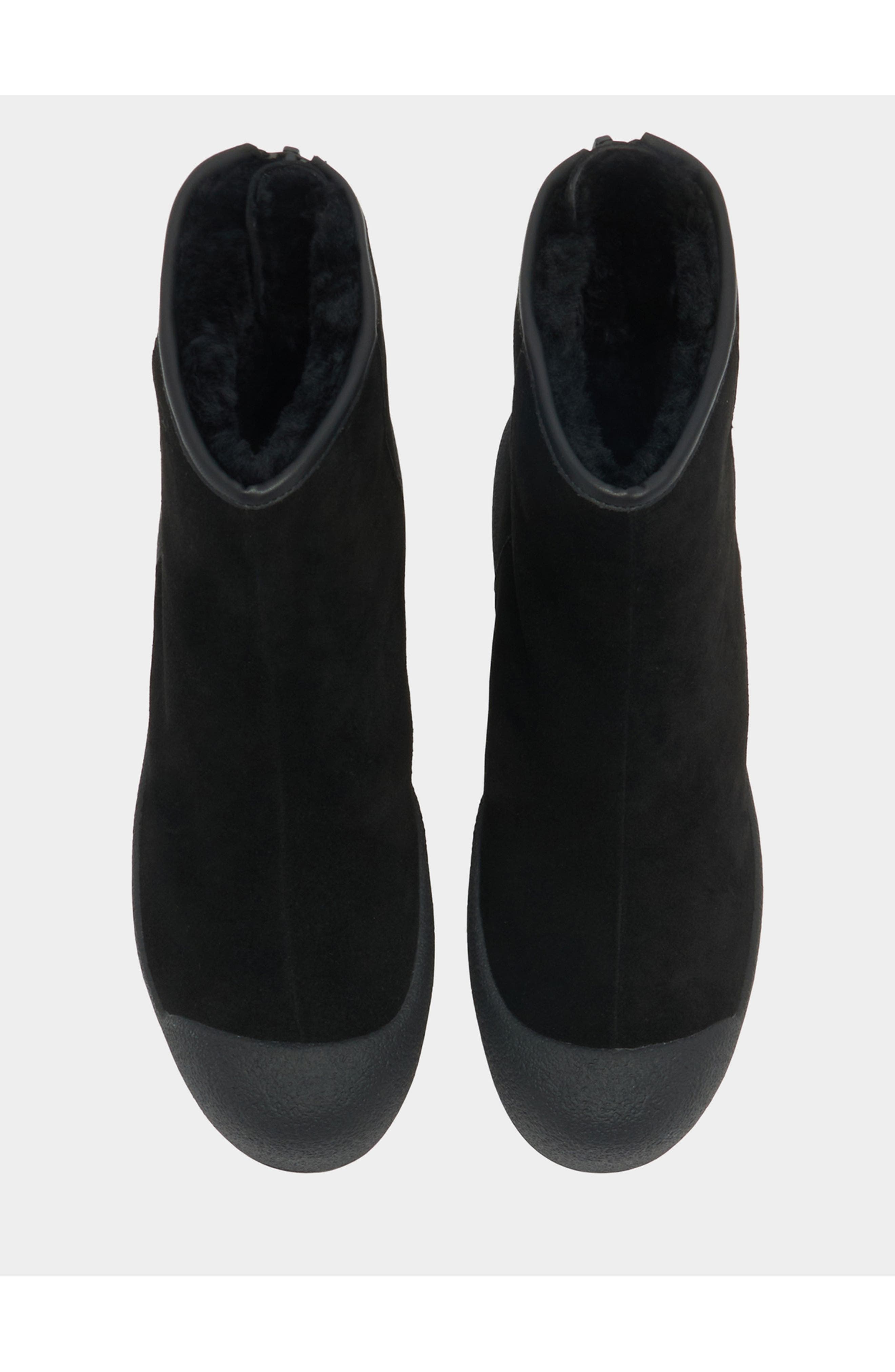 Bally Curling Bootie in Suede with Lamb Fur Lining, Alternate, color, Black