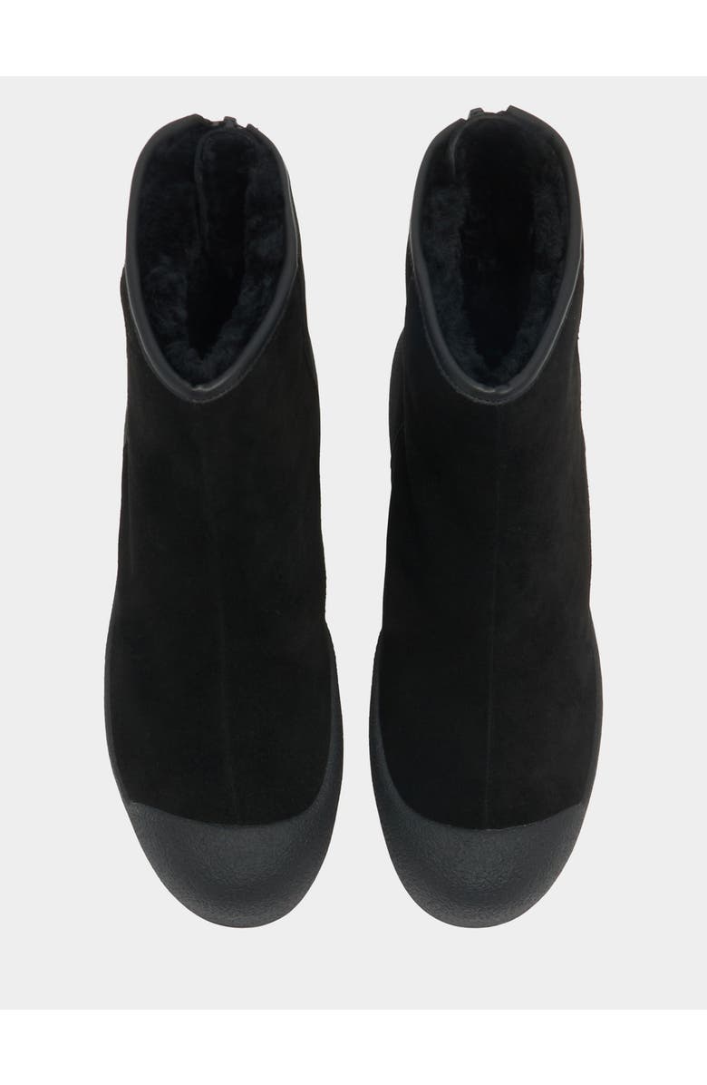 Bally Curling Bootie in Suede with Lamb Fur Lining, Alternate, color, Black