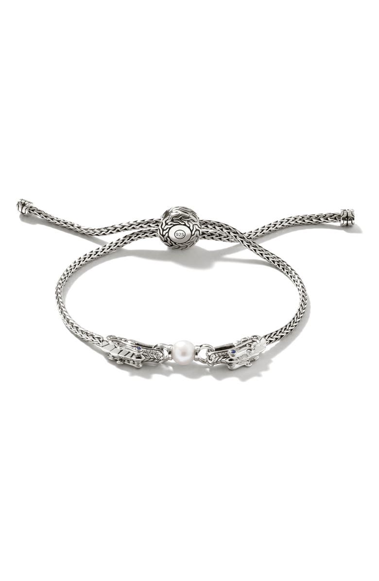John Hardy Legends Naga Double Dragon Head Pearl Adjustable Bracelet, Main, color, 