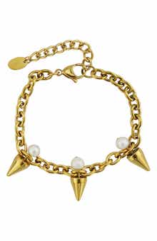REBL Santana Spike & Faux Pearl Bracelet