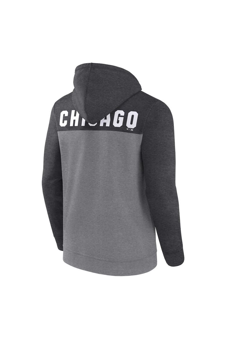 Men's Fanatics Branded Heathered Charcoal/Heathered Gray Chicago White Sox Blown Away Full-Zip Hoodie, Alternate, color, Heather Charcoal