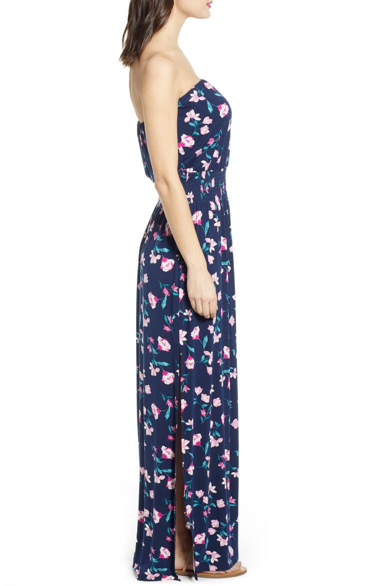 Strapless Maxi Dress, Alternate, color, NAVY SWEET PEA FLORAL