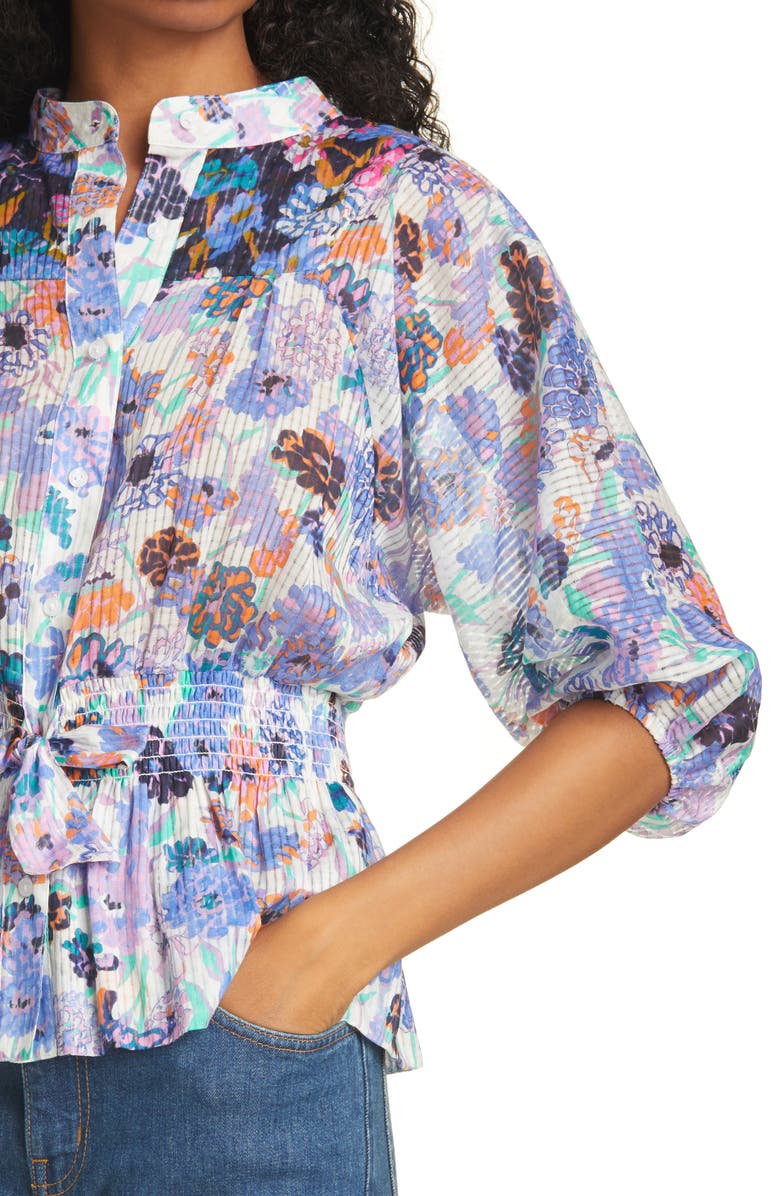 Tanya Taylor Otis Floral Cotton Blouse, Alternate, color, 