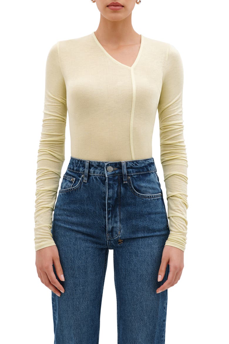 Bushwick Semisheer Jersey Top, Main, color, PALE YELLOW