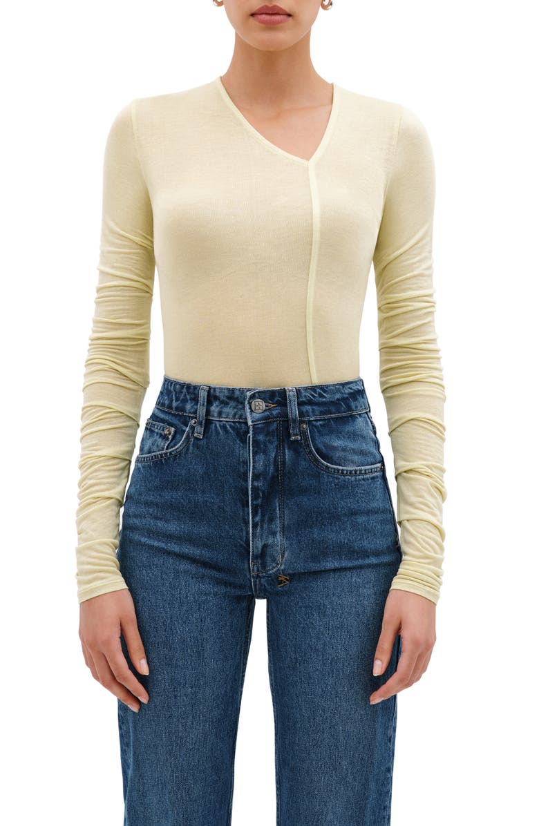 Marcella Bushwick Semisheer Jersey Top, Main, color, Pale Yellow