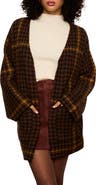 Sanctuary Houndstooth Plaid Jacquard Coatigan