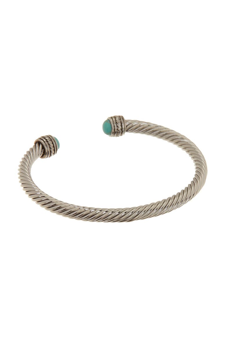 MESHMERISE Twisted Cable Turquoise Cuff Bangle, Alternate, color, 
