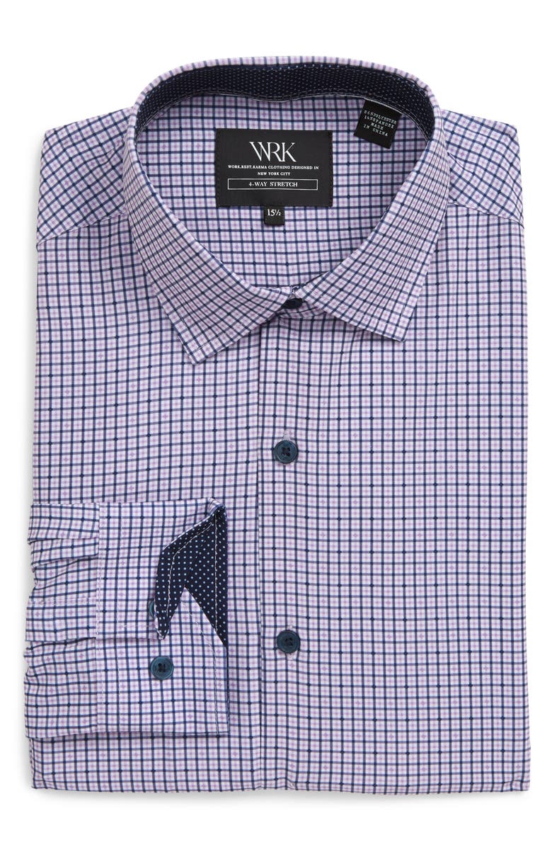 W.R.K Trim Fit Performance Stretch Check Dress Shirt, Alternate, color,