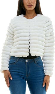 Nina Leonard Faux Fur Long Sleeve Bolero