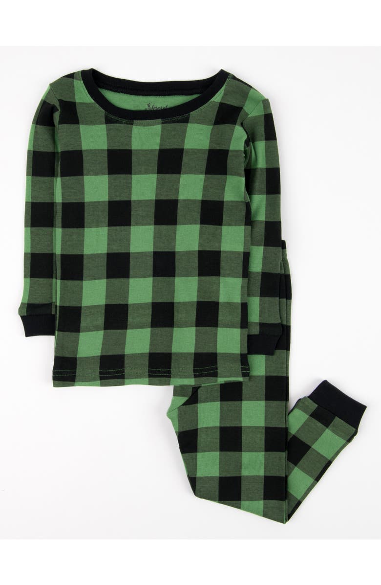 Leveret Two-Piece Cotton Matching Family Holiday Pajamas, Christmas Plaid, Main, color, Plaid Black & Green