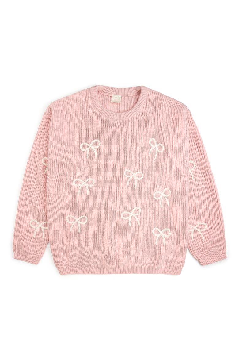 All Over Bows Knit Women's Sweater, Main, color, Blush Pink