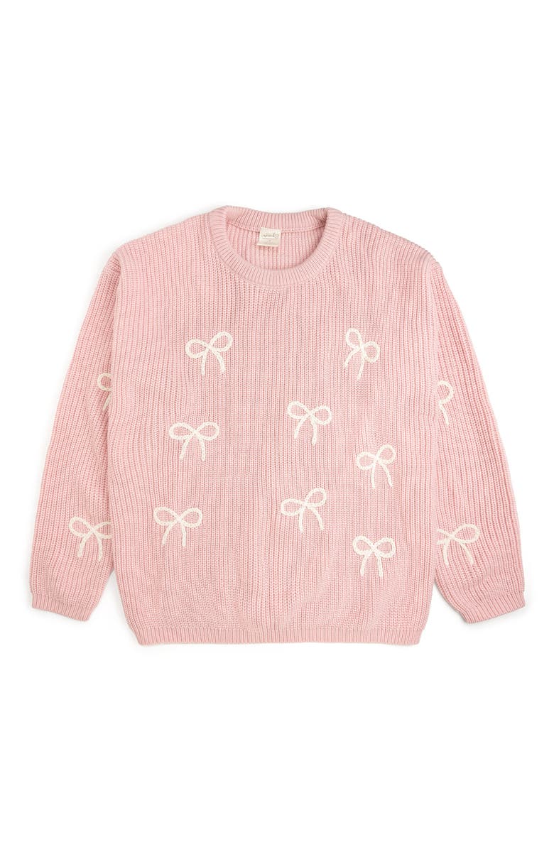 Sweet Wink All Over Bows Knit Women's Sweater, Main, color, Blush Pink