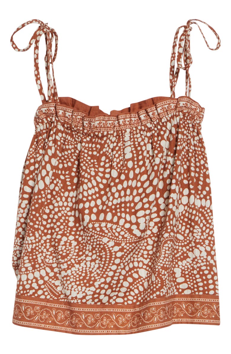 Ramy Brook Scarlett Print Cotton Tie Shoulder Top, Alternate, color, Coffee Dot