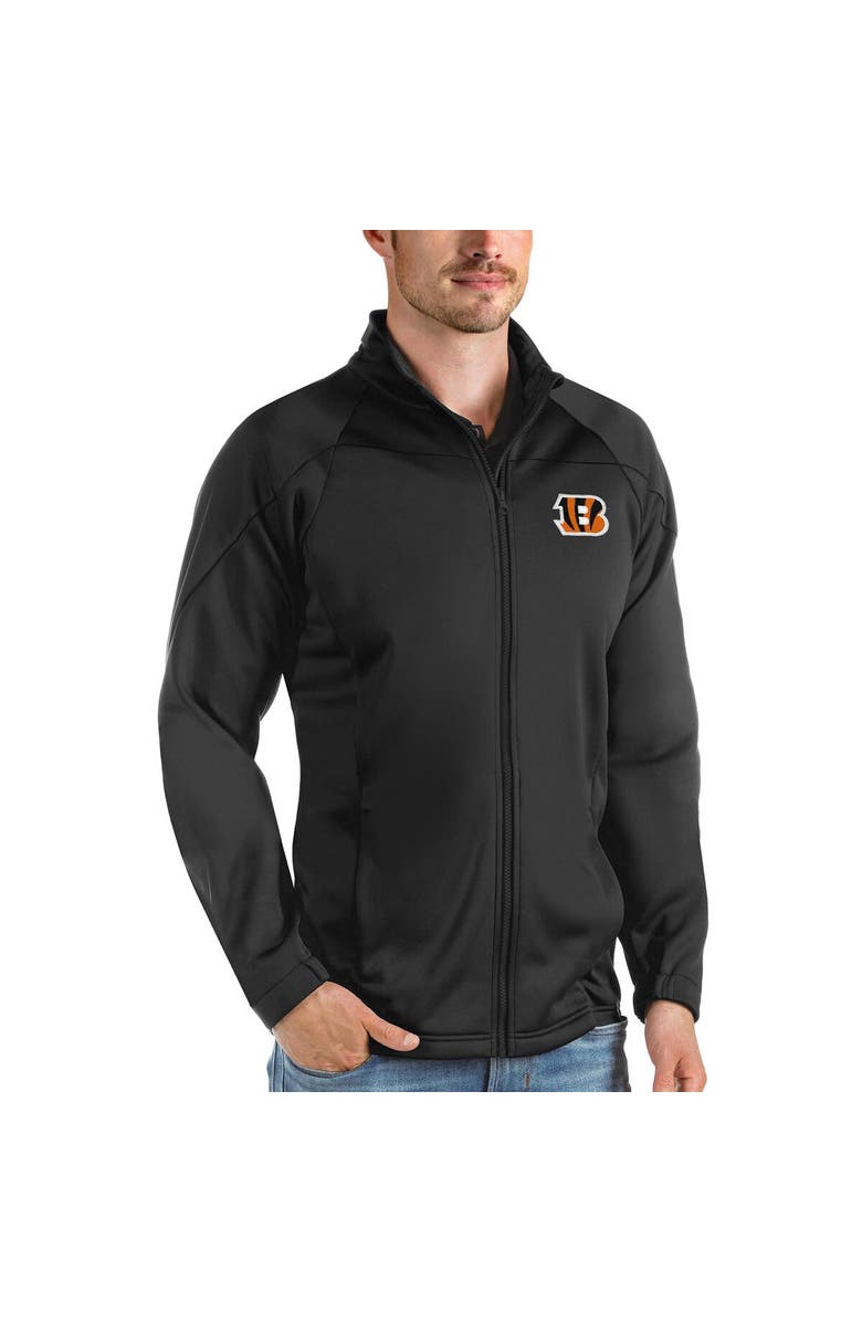 ANTIGUA Men's Antigua Black Cincinnati Bengals Links Full-Zip Golf Jacket, Main, color, 