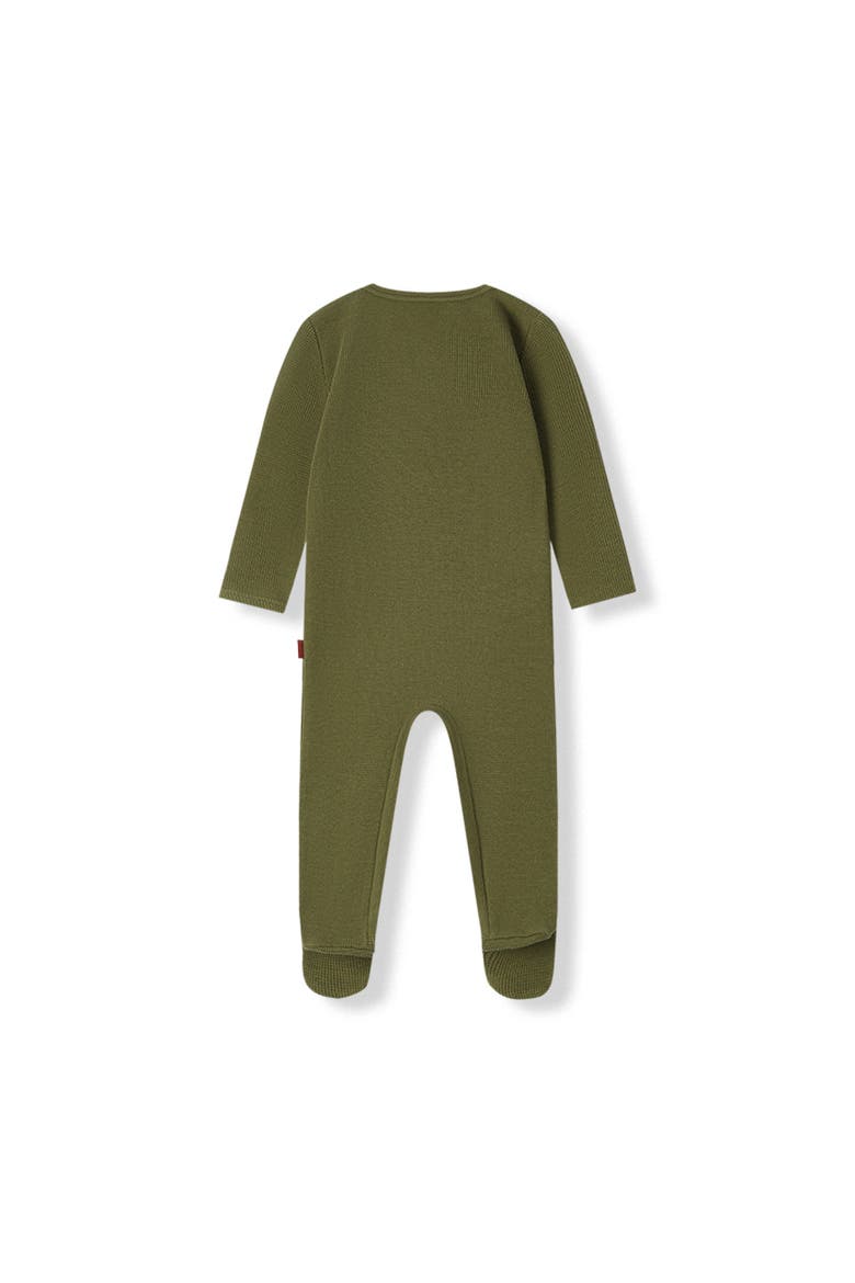 Waffle Zipper Footed Romper, Alternate, color, Olive