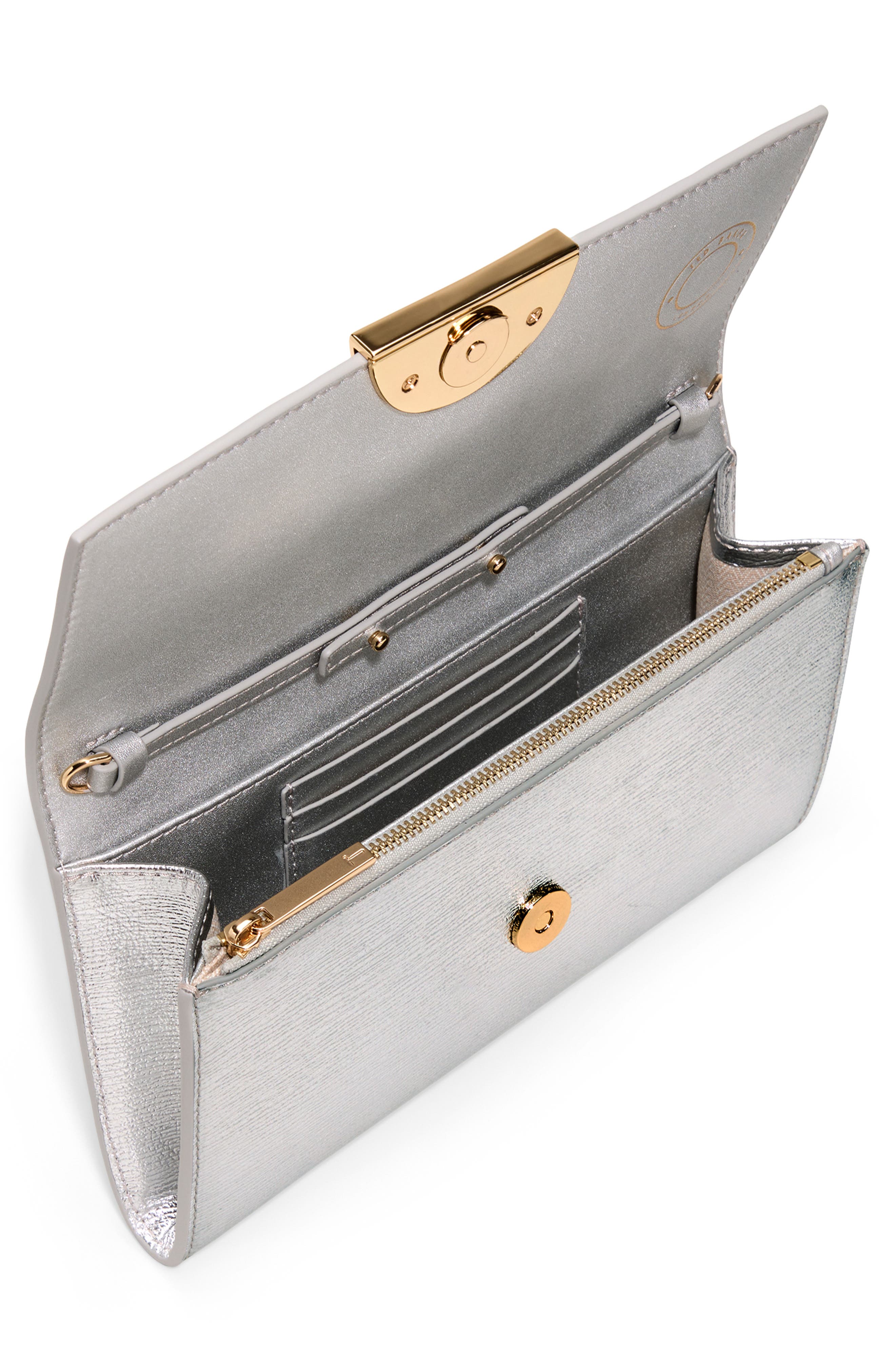 Luna Metallic Leather Crossbody Bag, Alternate, color, SILVER