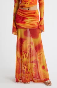 Feners Susurro Print Semi Sheer Maxi Skirt