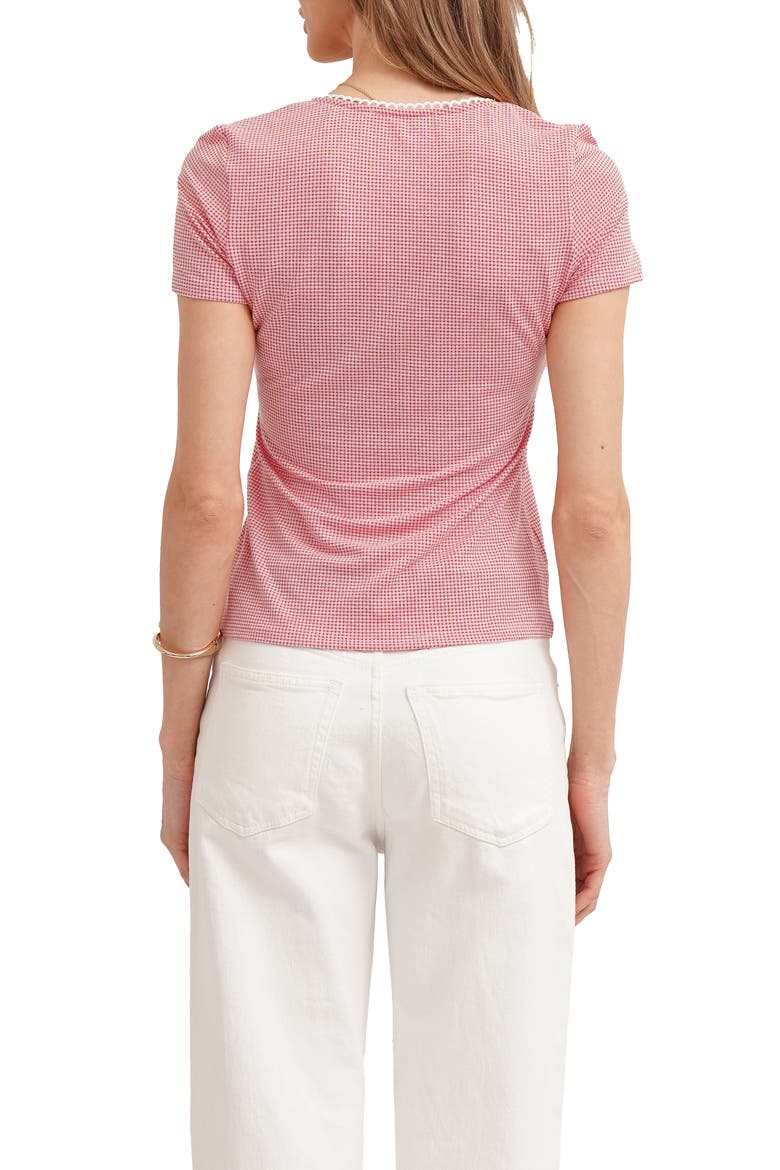 Eyelet Trim Square Neck T-Shirt, Alternate, color, RED