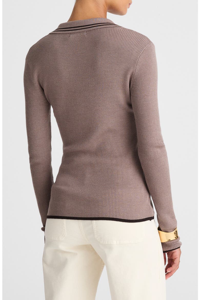 Johnny Collar Merino Wool & Silk Sweater, Alternate, color, MINK WITH MOLASSES TIPPING