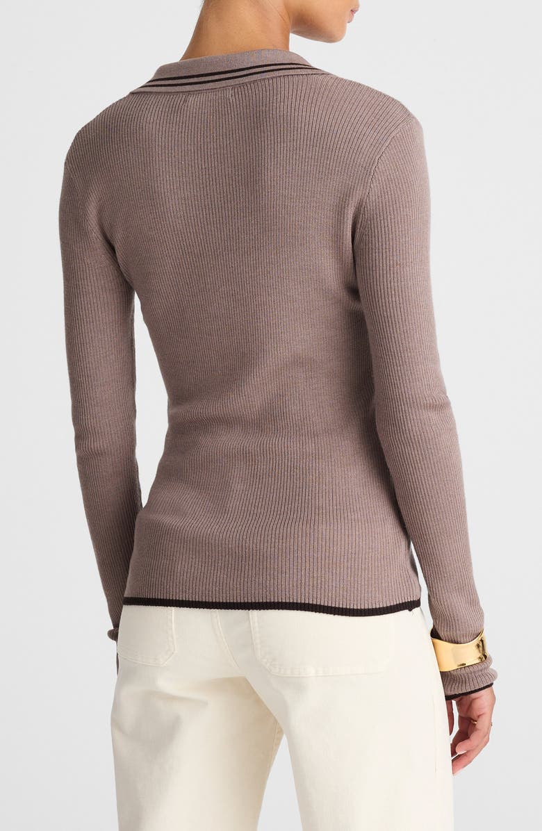 Madewell Johnny Collar Merino Wool & Silk Sweater, Alternate, color, Mink With Molasses Tipping