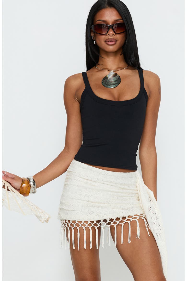 Winita Macrame Tassel Miniskirt, Alternate, color, CREAM