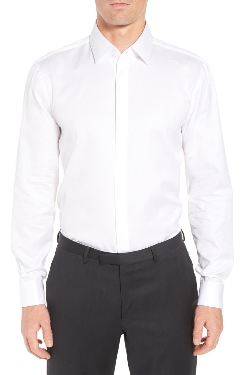 BOSS Myron Sharp Fit Tuxedo Shirt, Main, color, 