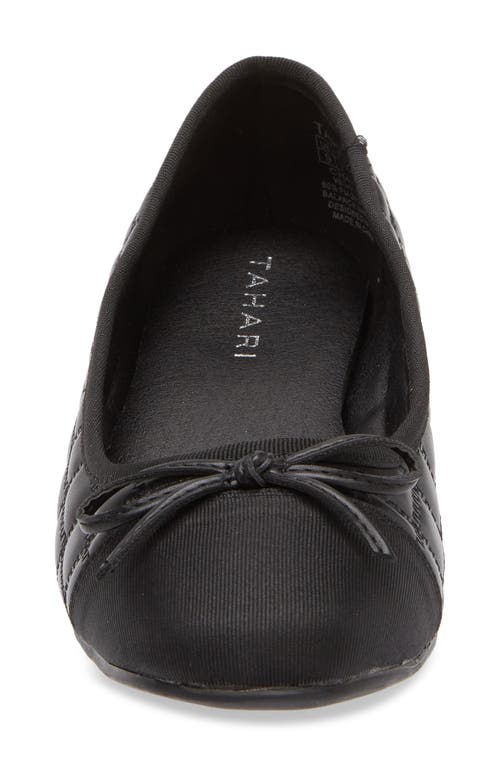 T Tahari Chateau Cap Toe Quilted Flat In Black/black