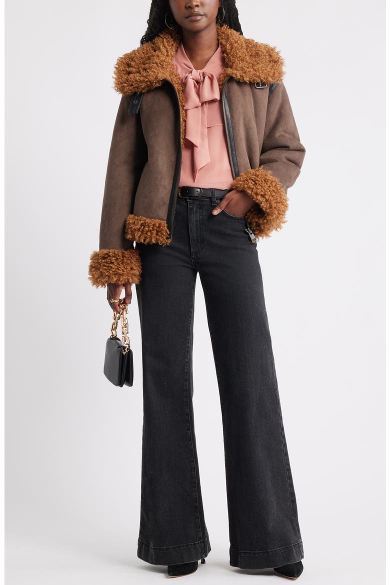 Faux Shearling Jacket, Alternate, color, BROWN QUARTZ