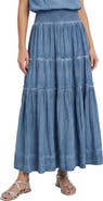 Change of Scenery Charlie Stonewash Denim-Look Smock Waist Slit Skirt
