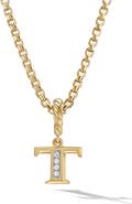 David Yurman Pavé A Initial Pendant in 18K Yellow Gold with Diamonds