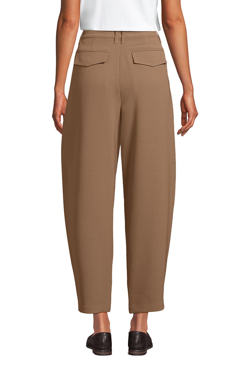 Crepe High Rise Pleated Barrel Leg Ankle Pants, Alternate, color, Honey Beige